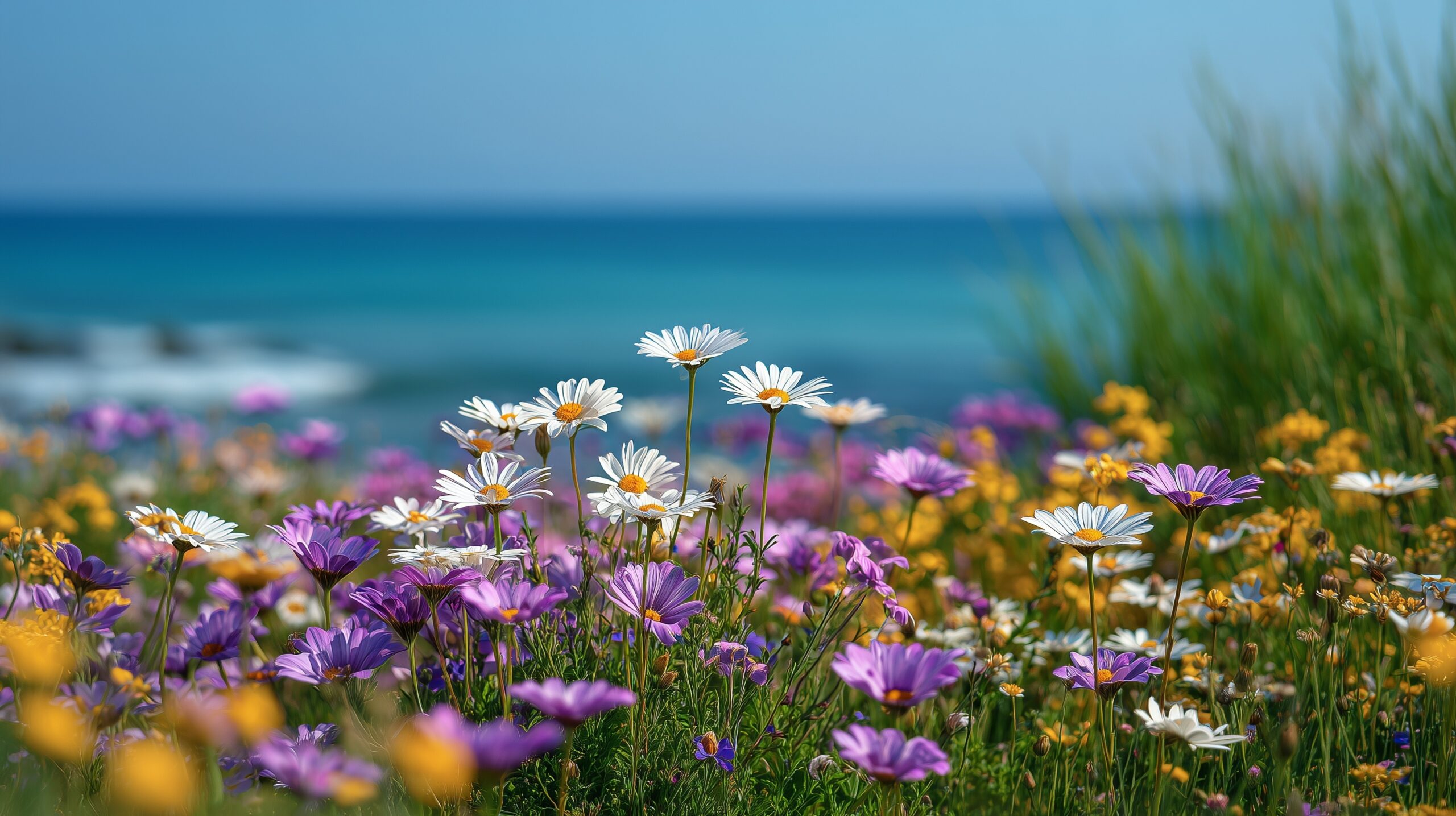 Colorful wildflowers in full bloom Ibiza